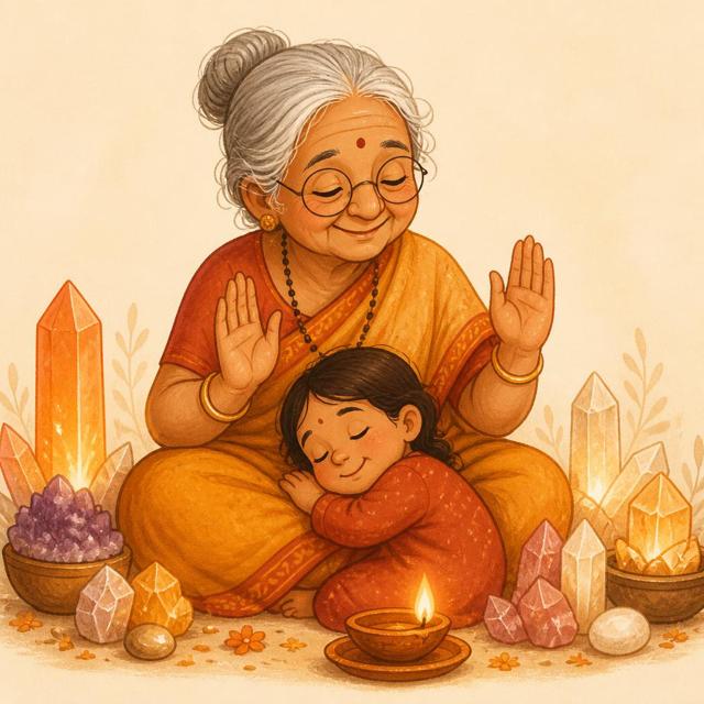 Dadi offering blessings with folded hands
